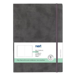 Next Premium γκρι τετράδιο λευκό flexi λάστιχο 2 θέματα 80 φύλλα 17x25εκ. Δυνατότητα εκτύπωσης