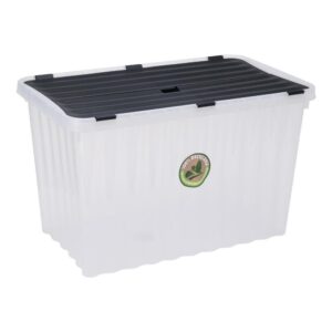 Κουτί αποθήκευσης διάφανο με μαύρο καπάκι Y59x36x36εκ.