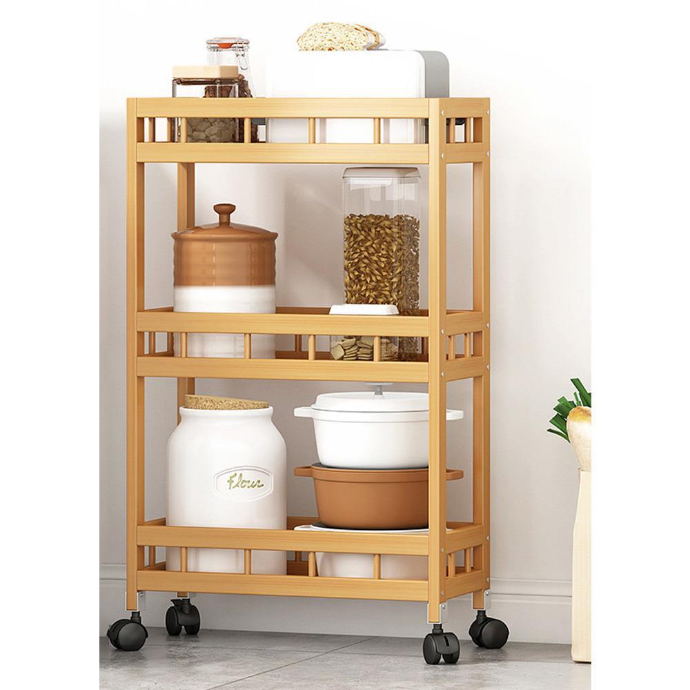 Τρολεϊ κουζίνας ξύλινo μπαμπού Nextdeco με 3 επίπεδα Υ71x50x18εκ.