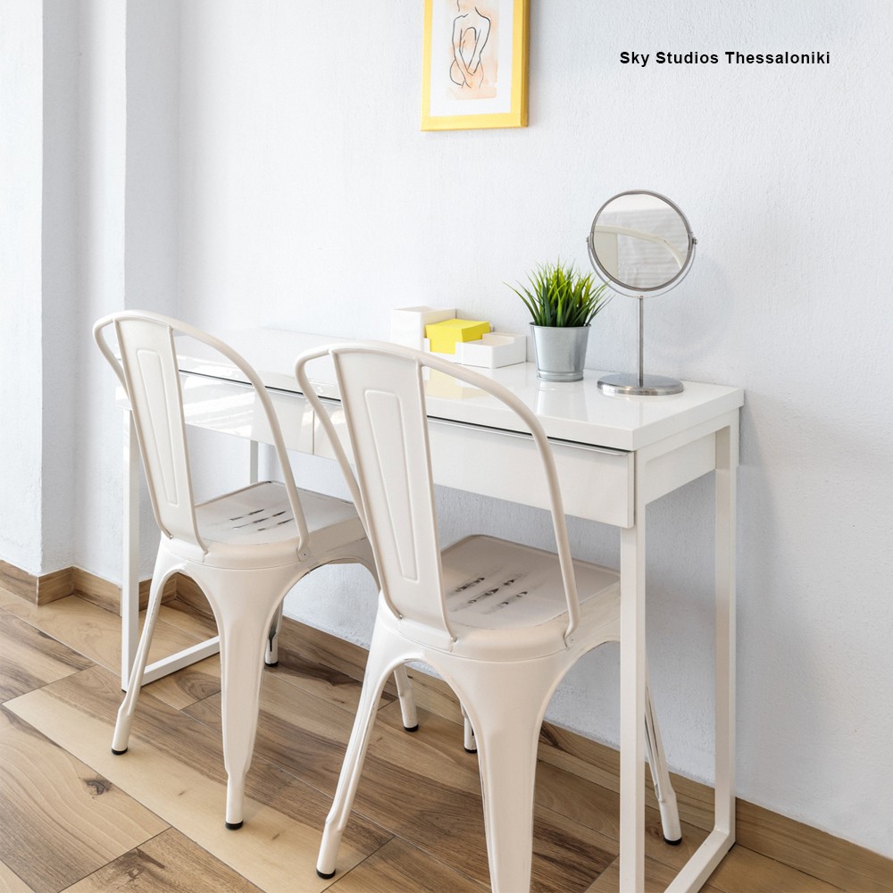 Καρέκλα μεταλλική Nextdeco Loft στοιβαζόμενη ivory 45x48xΥ85εκ - Image 3