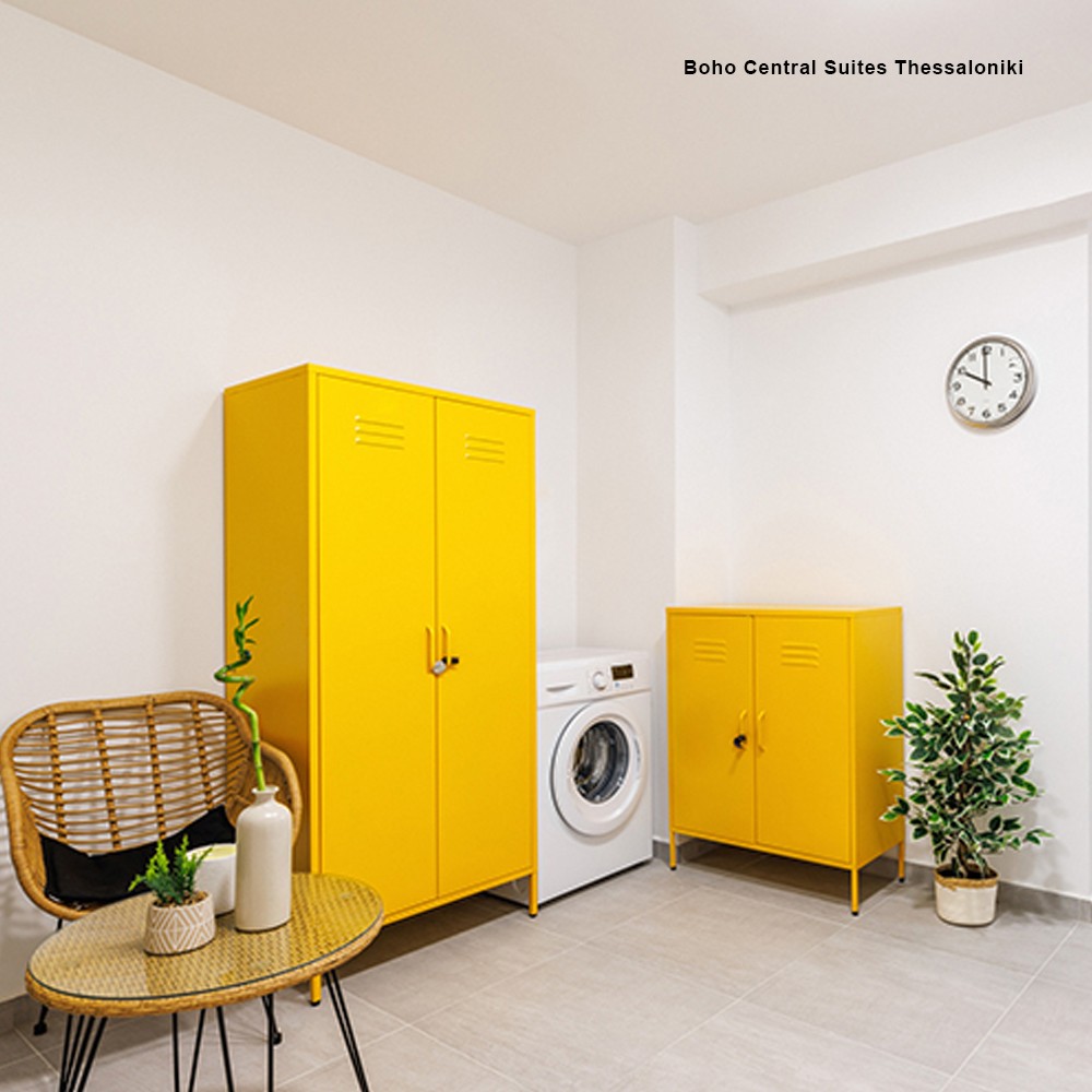 Ντουλάπα μεταλλική Nextdeco δίφυλλη κίτρινη Υ170x76x50εκ. - Image 5