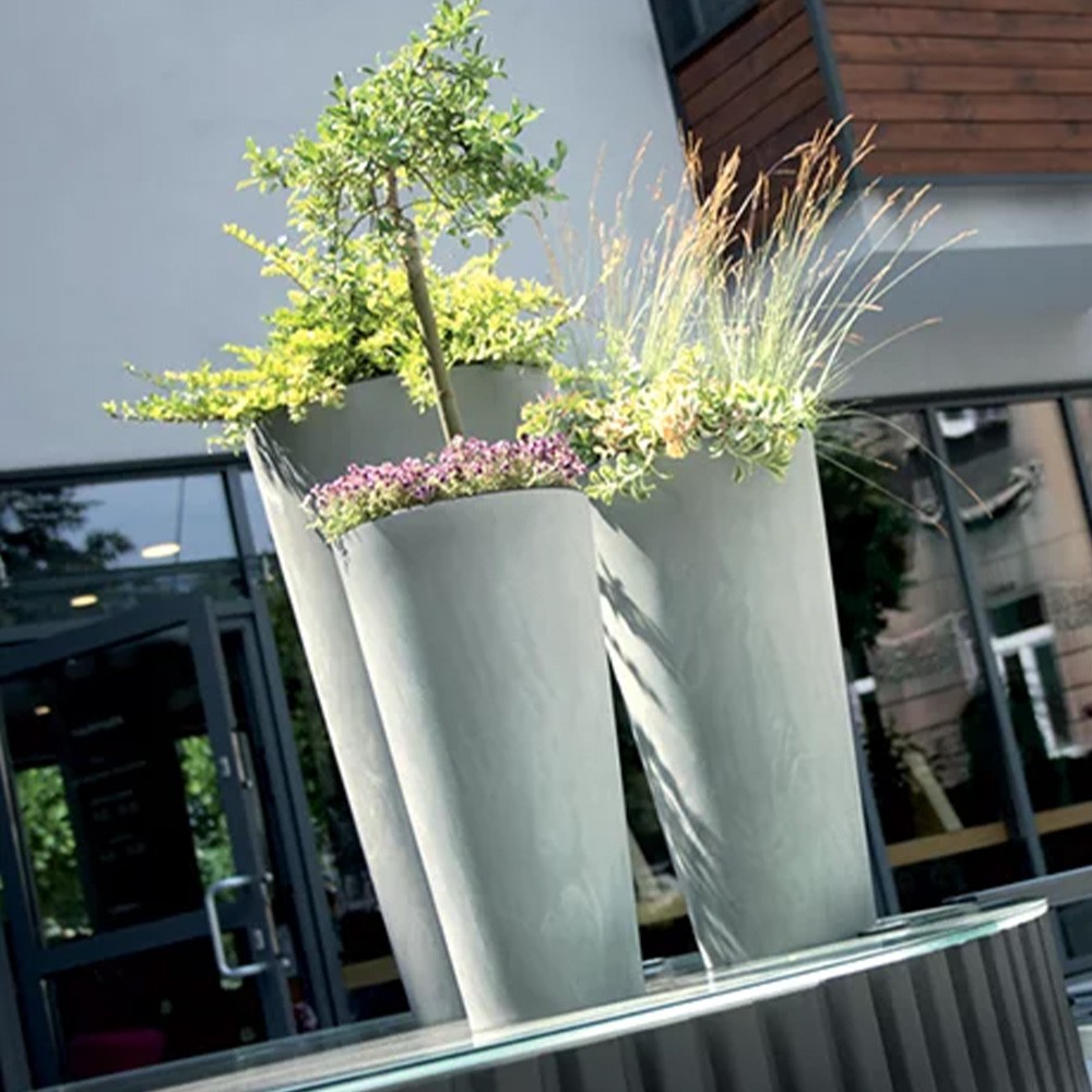 Γλάστρα - κασπώ Tubus betton γκρι Y38,1 x Φ20εκ. - Image 2