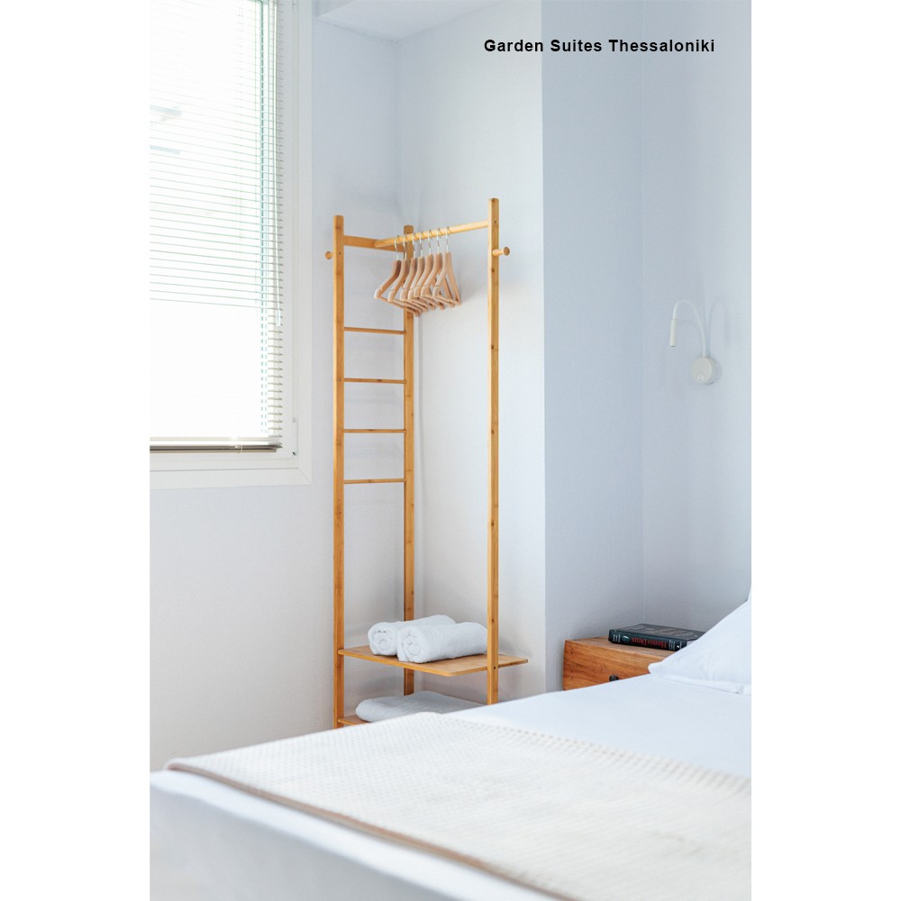 Κρεμάστρα ράγα οργάνωσης ρούχων bamboo Υ176x58x35εκ. - Image 2