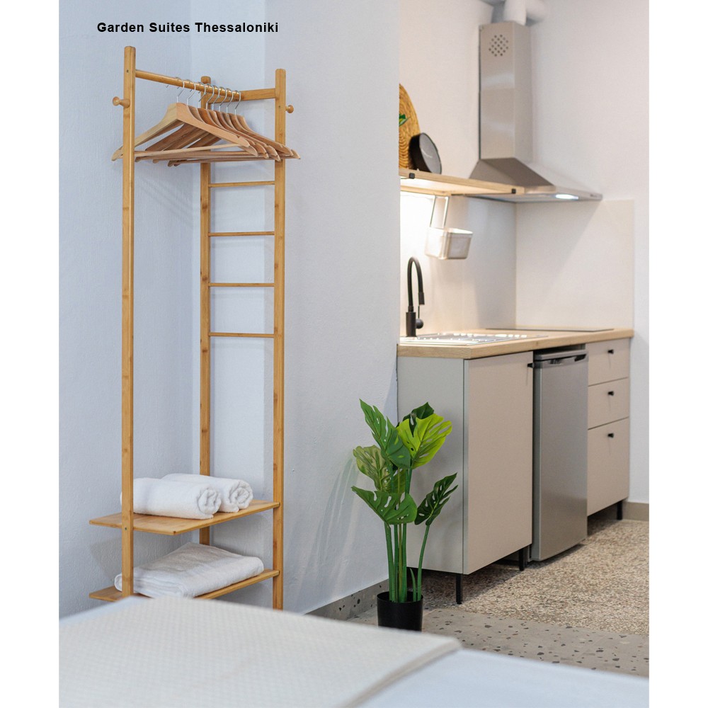 Κρεμάστρα ράγα οργάνωσης ρούχων bamboo Υ176x58x35εκ. - Image 3