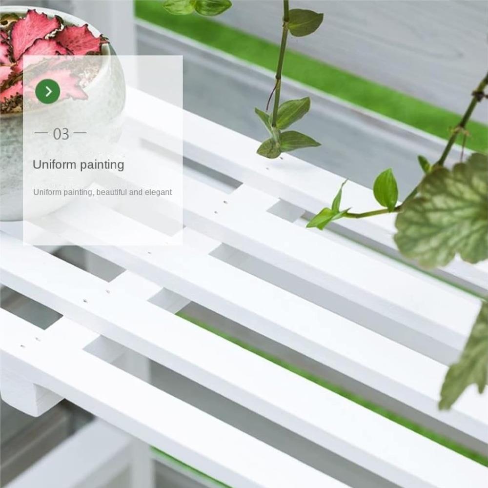 Ανθοστήλη Nextdeco ξύλινη λευκή 3 επιπέδων Υ60x56x60εκ. - Image 3