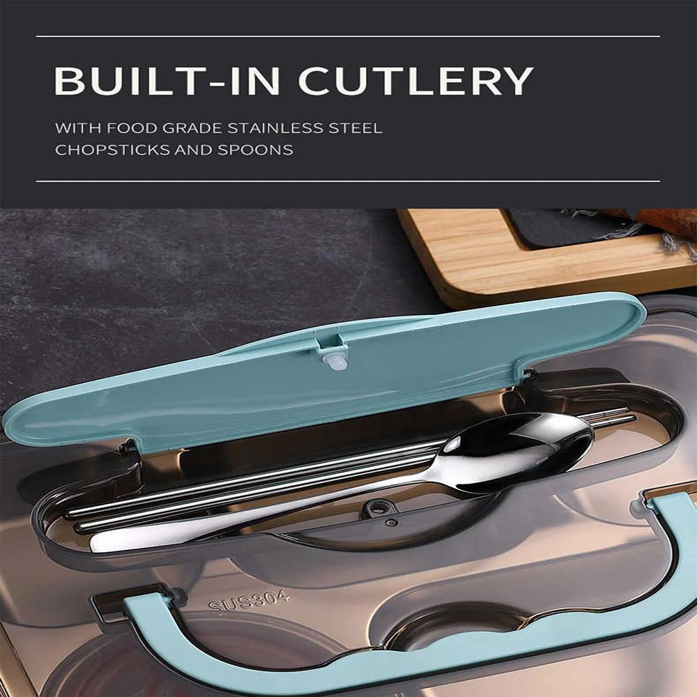 Lunch box από inox με 5 θήκες μπλε 1500ml - Image 2