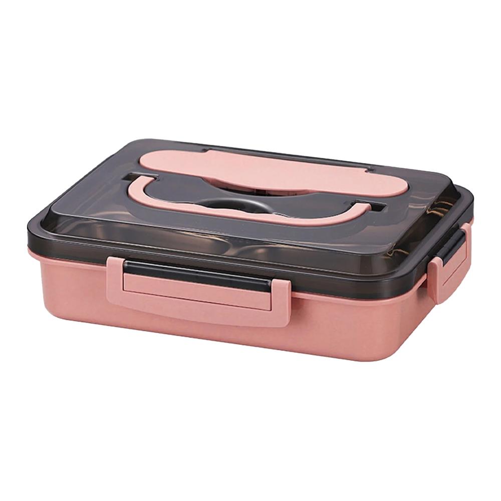 Lunch box inox με 5 θήκες ροζ χρώμα 1500ml - Image 2