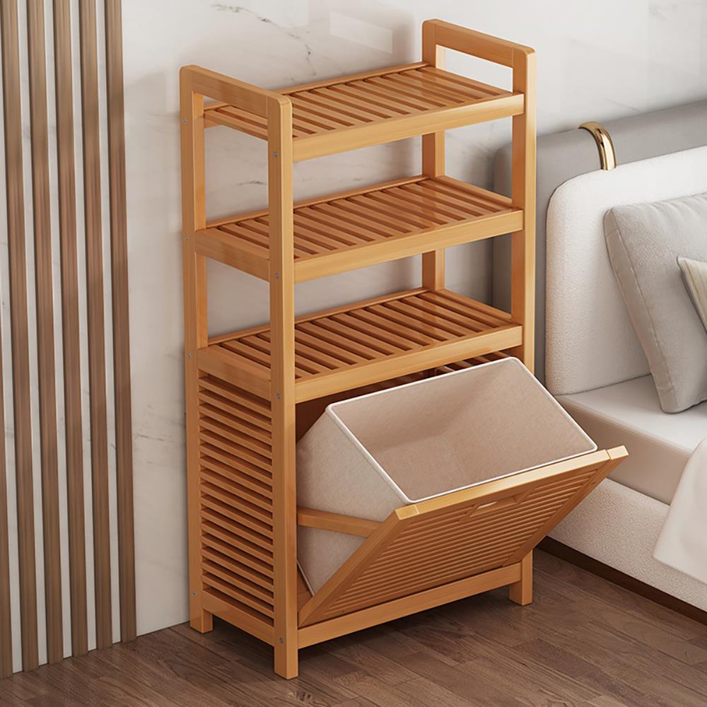 Ράφι με καλάθι απλύτων Nextdeco ξύλινο μπαμπού Υ119x50x30εκ. - Image 2