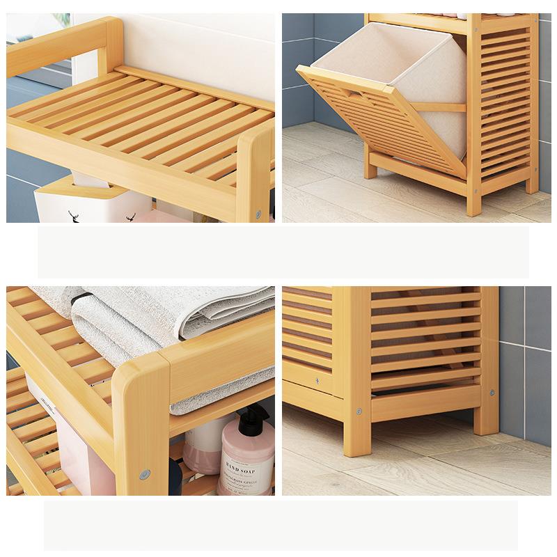 Ράφι με καλάθι απλύτων Nextdeco ξύλινο μπαμπού Υ119x50x30εκ. - Image 4