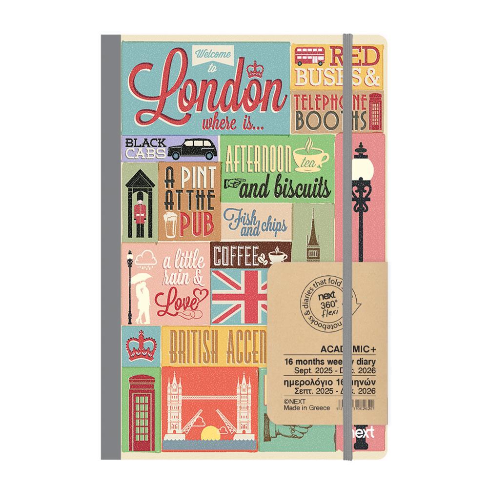 Next ημερολόγιο ACADEMIC+ 9/2025-12/2026 Gallery εβδομαδιαίο flexi 14x21εκ. London