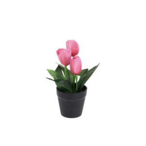 Τουλίπα ροζ τεχνητή Υ22x7x7εκ.  σε μαύρη γλάστρα