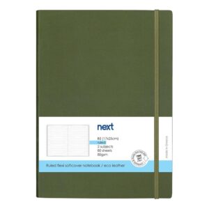 Next Premium πράσινο τετράδιο ριγέ flexi λάστιχο 2 θέματα 80 φύλλα 17x25εκ. Δυνατότητα εκτύπωσης