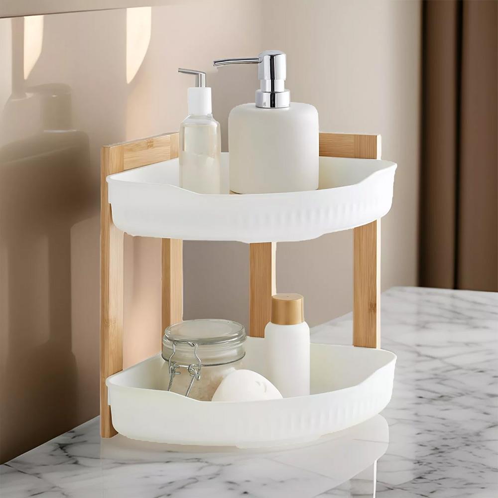 Ραφιέρα μπάνιου γωνιακή bamboo 2 ράφια Υ27x23x23εκ. - Image 2