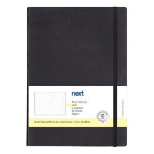 Next Premium μαύρο τετράδιο Dots flexi λάστιχο 2 θέματα 80 φύλλα 17x25εκ. Δυνατότητα εκτύπωσης