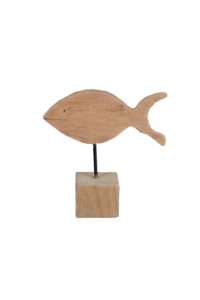 Ξύλινο διακοσμητικό ψάρι Υ28xM28xΠ10εκ