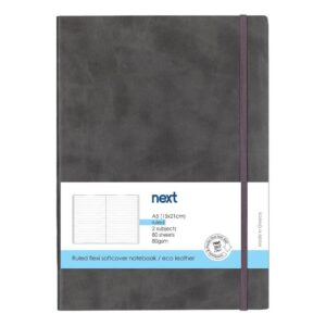 Next Premium γκρι τετράδιο ριγέ flexi λάστιχο 2 θέματα 80 φύλλα 14x21εκ. Δυνατότητα εκτύπωσης
