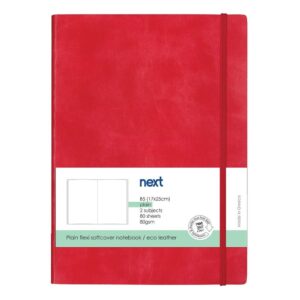 Next Premium κόκκινο τετράδιο λευκό flexi λάστιχο 2 θέματα 80 φύλλα 17x25εκ. Δυνατότητα εκτύπωσης