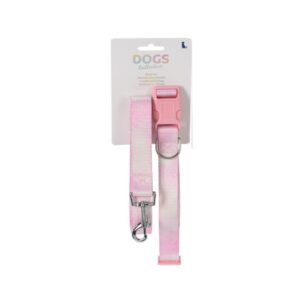 Λουράκι σκύλου ροζ με κολλάρο small 26-40x1,5εκ.