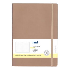 Next Premium μπεζ τετράδιο Dots flexi λάστιχο 2 θέματα 80 φύλλα 17x25εκ. Δυνατότητα εκτύπωσης