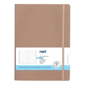 Next Premium μπεζ τετράδιο ριγέ flexi λάστιχο 2 θέματα 80 φύλλα 14x21εκ. Δυνατότητα εκτύπωσης