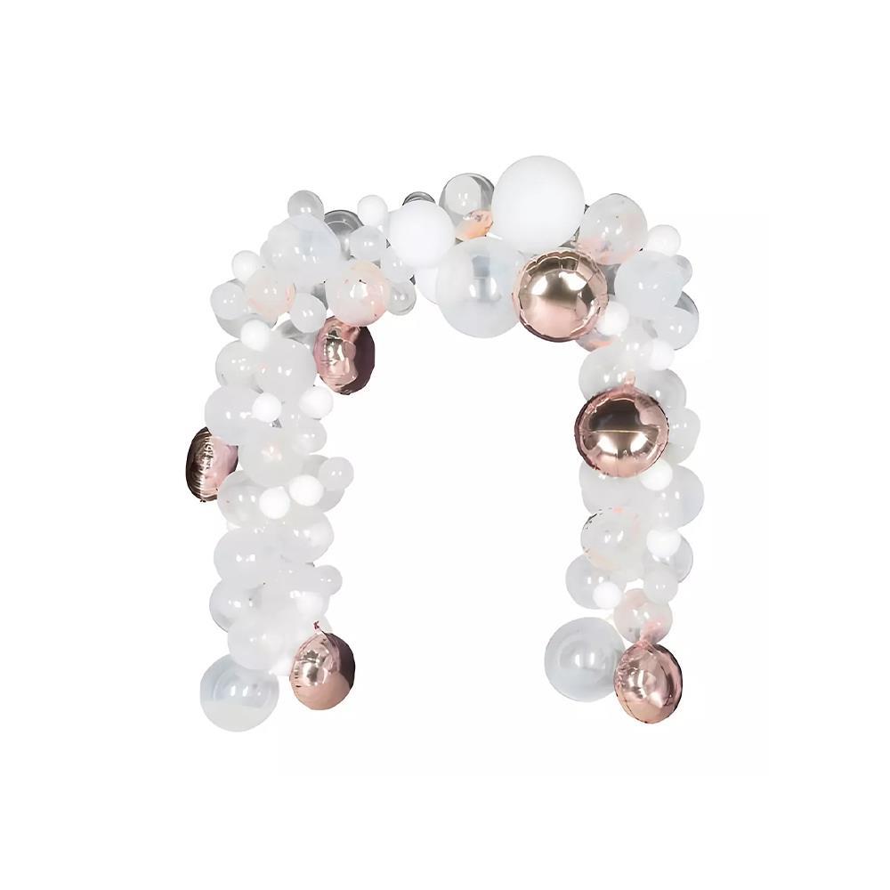 Διακοσμητικό σετ μπαλονιών ροζ-χρυσό 122τεμαχίων