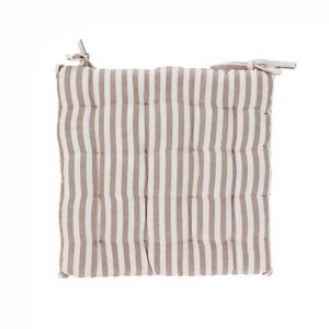 Μαξιλάρι καρέκλας με  χοντρή ρίγα καφέ από βαμβάκι 40x40εκ.