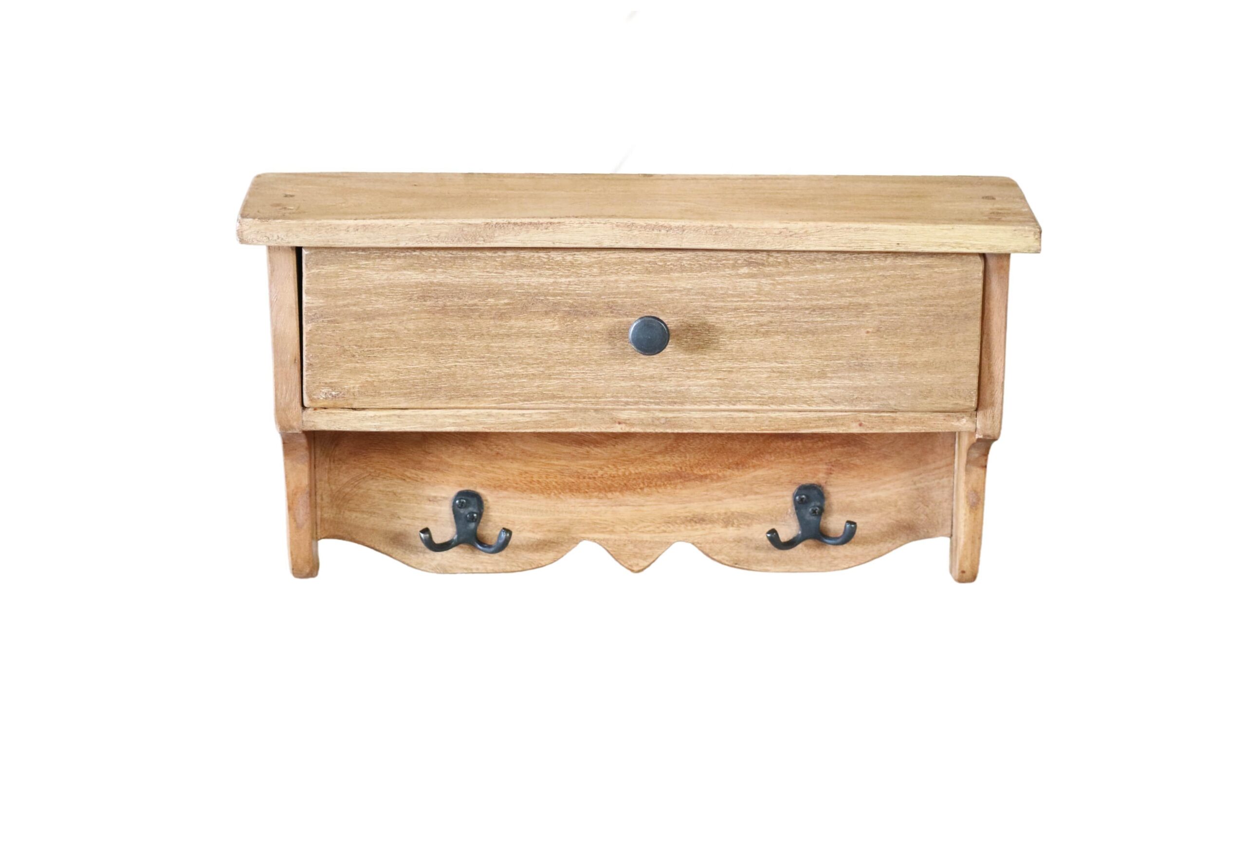 Κρεμάστρα επιτοίχια με συρτάρι Nextdeco από ξύλο mahoni Υ25,5xM46xΠ12εκ