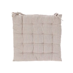 Μαξιλάρι καρέκλας με λεπτή ρίγα καφέ από βαμβάκι 40x40εκ.