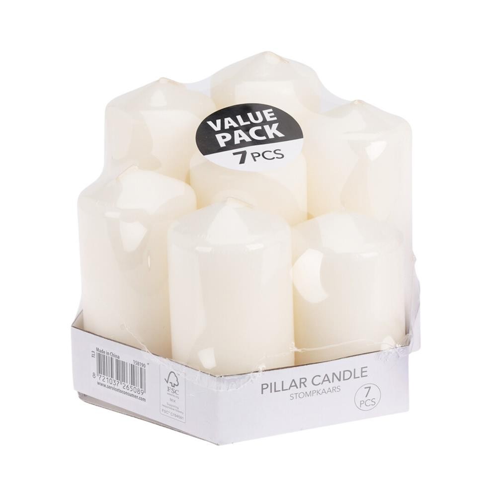 Σετ 7 κεριά λευκά άοσμα σε διάφορα μεγέθη