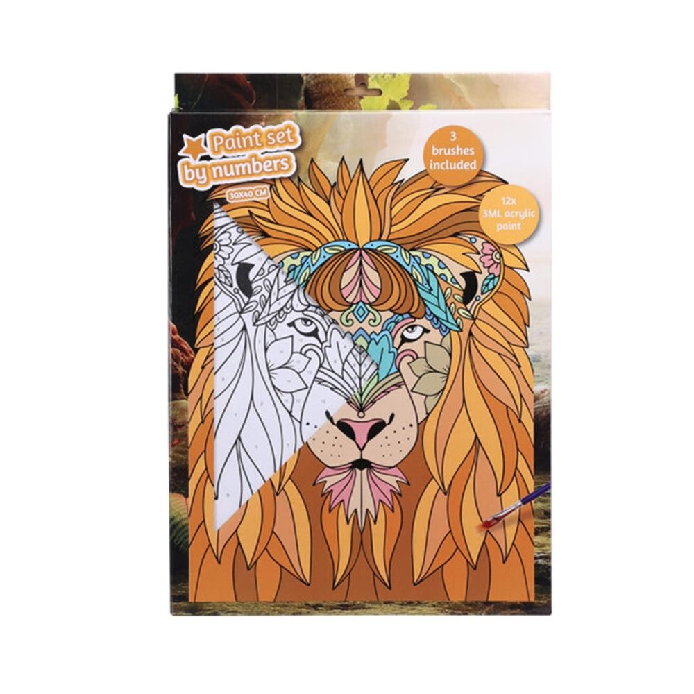 Σετ ζωγραφικής με αριθμούς λιοντάρι με ακρυλικά χρώματα