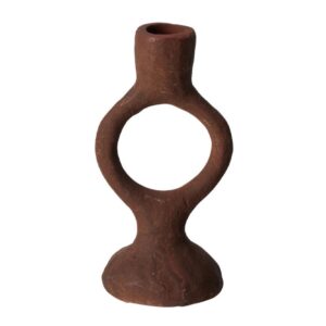 Κηροπήγιο αλουμινίου στρογγυλό στη βάση καφέ Υ16,5εκ.