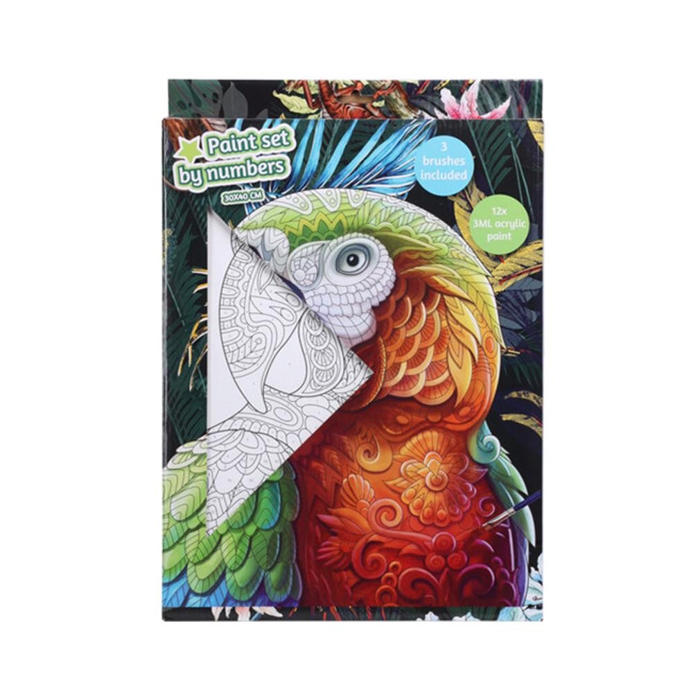 Σετ ζωγραφικής με αριθμούς παπαγάλος με ακρυλικά χρώματα