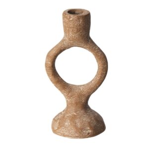 Κηροπήγιο αλουμινίου στρογγυλό στη βάση ανοιχτό καφέ Υ16,5εκ.