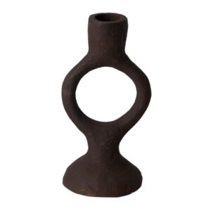 Κηροπήγιο αλουμινίου στρογγυλό στη βάση σκούρο καφέ Υ16,5εκ.