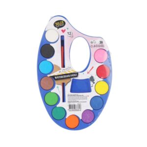 Νερομπογιές σε μπλε παλέτα 12 χρωμάτων με πινέλο