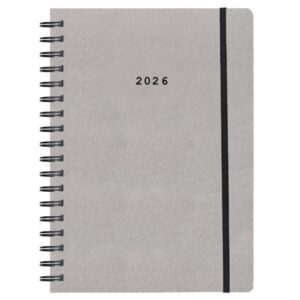 Next ημερολόγιο 2026 Natural ημερήσιο σπιράλ γκρι ανοιχτό με λάστιχο 17x25εκ.  Δυνατότητα εκτύπωσης