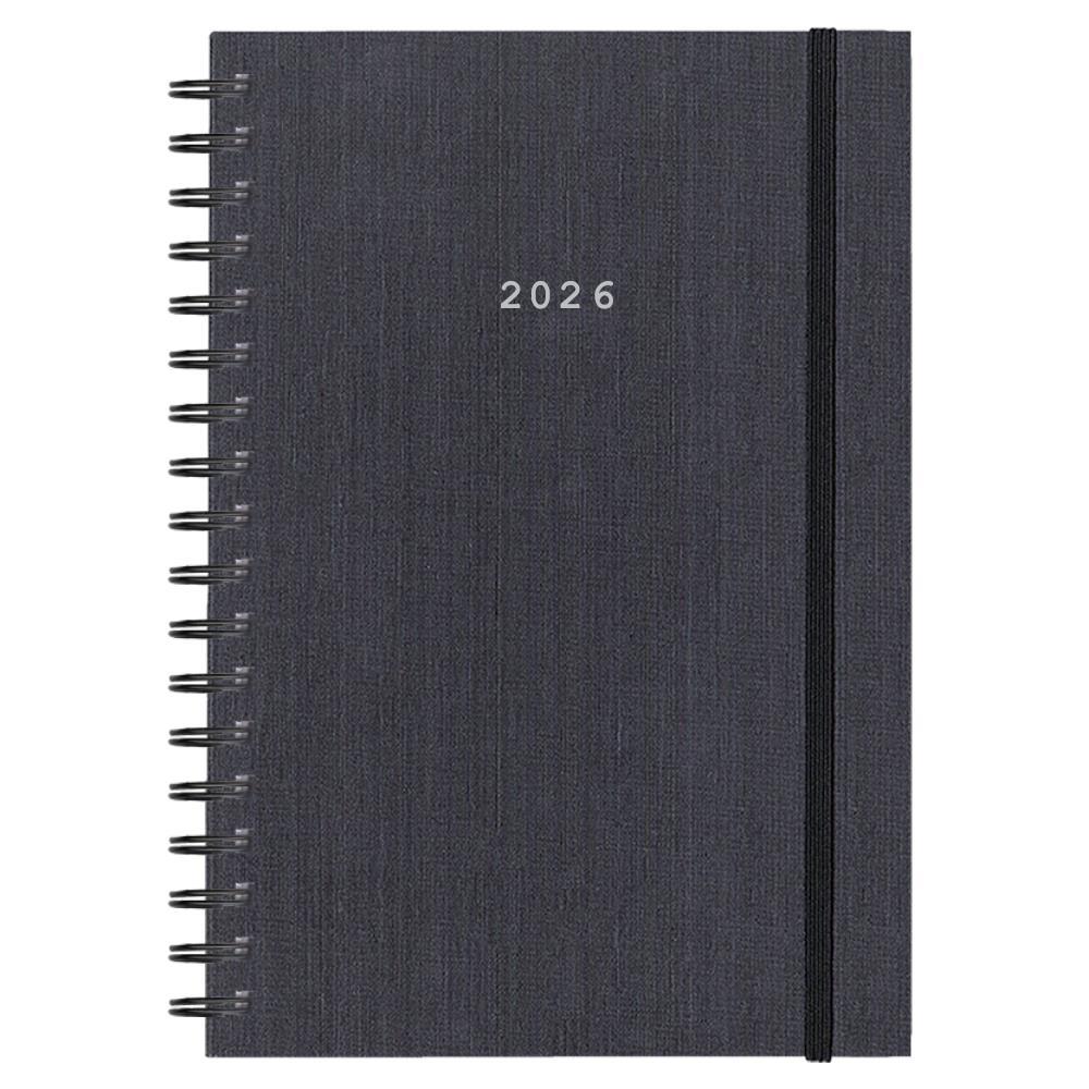 Next ημερολόγιο 2026 fabric plus ημερήσιο σπιράλ γκρι 12x17εκ. Δυνατότητα εκτύπωσης