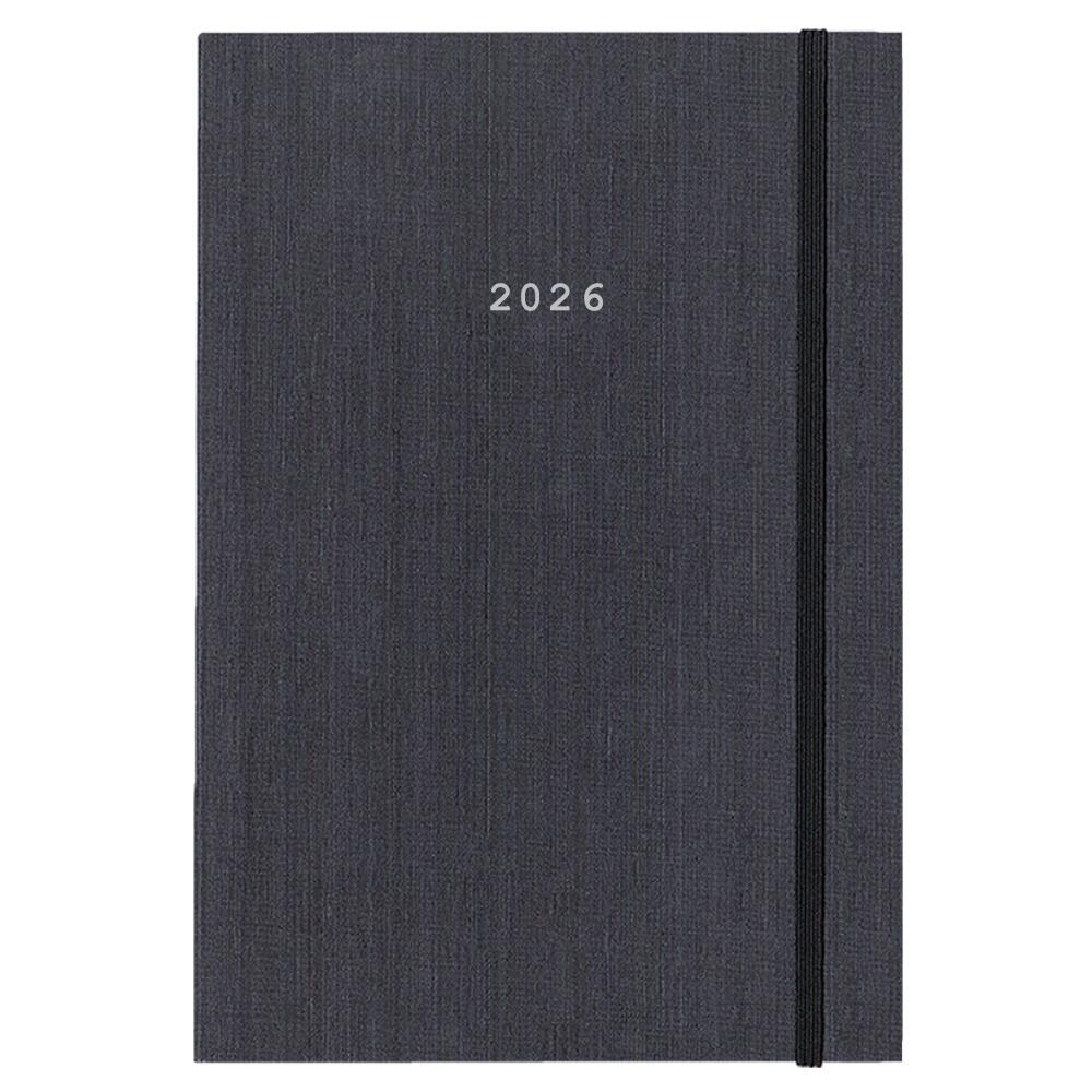 Next ημερολόγιο 2026 fabric ημερήσιο δετό γκρι με λάστιχο 17x25εκ. Δυνατότητα εκτύπωσης