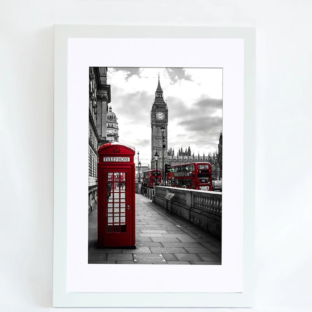 Κορνίζα τοίχου ξύλινη λευκή με ακρυλικό τζάμι Υ30x21εκ. - Image 3