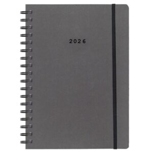 Next ημερολόγιο 2026 Natural ημερήσιο σπιράλ γκρι σκούρο με λάστιχο 17x25εκ.  Δυνατότητα εκτύπωσης