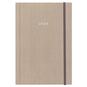Next ημερολόγιο 2026 fabric ημερήσιο δετό μπεζ με λάστιχο 14x21εκ.  Δυνατότητα εκτύπωσης