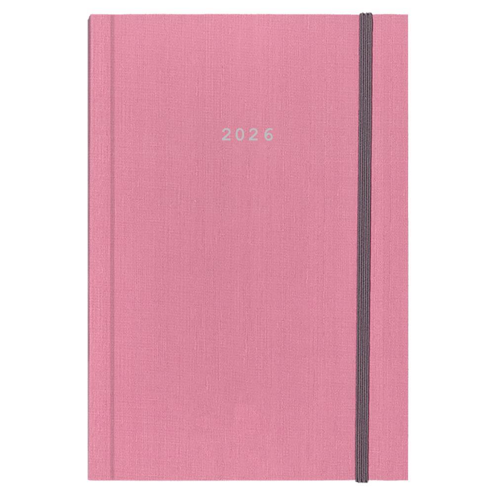 Next ημερολόγιο 2026 fabric ημερήσιο δετό ροζ με λάστιχο 17x25εκ. Δυνατότητα εκτύπωσης