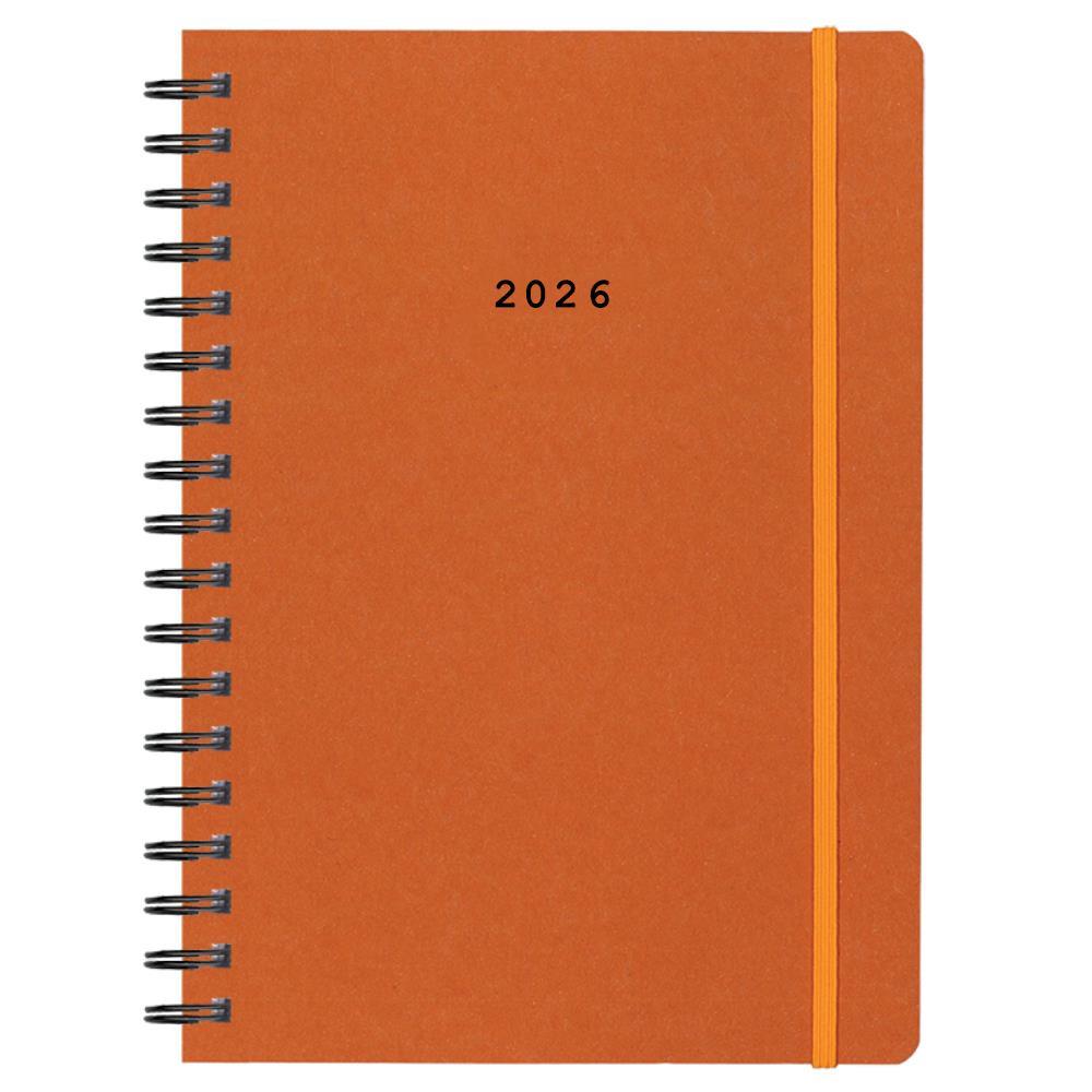 Next ημερολόγιο 2026 Natural ημερήσιο σπιράλ πορτοκαλί με λάστιχο 17x25εκ. Δυνατότητα εκτύπωσης