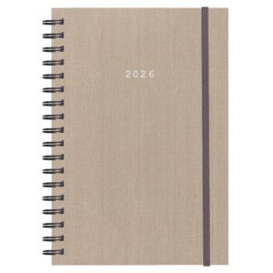 Next ημερολόγιο 2026 fabric plus ημερήσιο σπιράλ μπεζ 17x25εκ.  Δυνατότητα εκτύπωσης