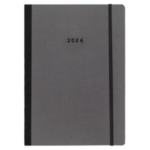 Next ημερολόγιο 2026 Natural εβδομαδιαίο flexi γκρι σκούρο με λάστιχο 14x21εκ.