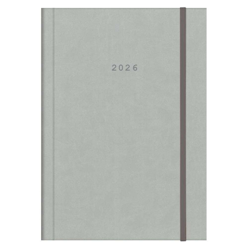 Next ημερολόγιο 2026 velvet ημερήσιο δετό γκρι με λάστιχο 17x25εκ. Δυνατότητα εκτύπωσης