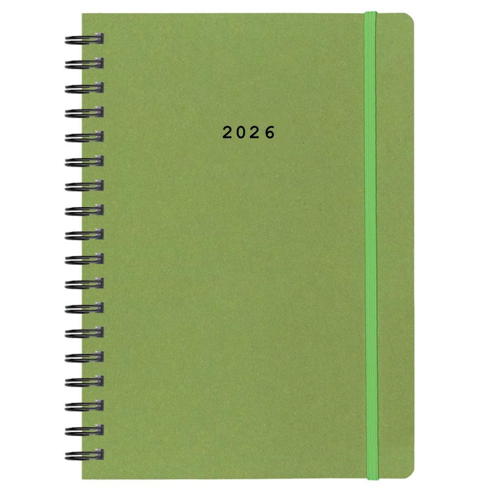 Next ημερολόγιο 2026 Natural ημερήσιο σπιράλ πράσινο με λάστιχο 12x17εκ. Δυνατότητα εκτύπωσης