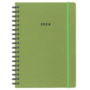 Next ημερολόγιο 2026 Natural ημερήσιο σπιράλ πράσινο με λάστιχο 14x21εκ.