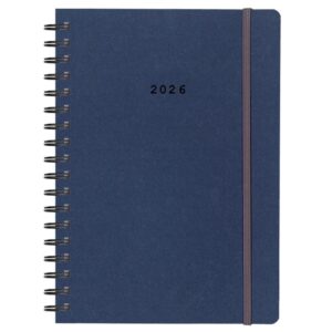 Next ημερολόγιο 2026 Natural ημερήσιο σπιράλ μπλε με λάστιχο 14x21εκ.
