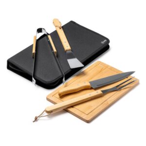 Σετ Μπάρμπεκιου 6 τμχ με Ξύλινες Λαβές - Θήκη 25x5x38,5 εκ.